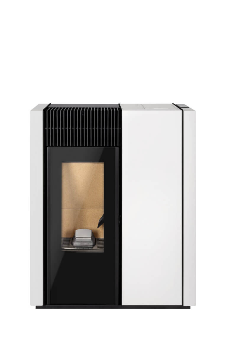 calefacion slim blanca y negra de pellets