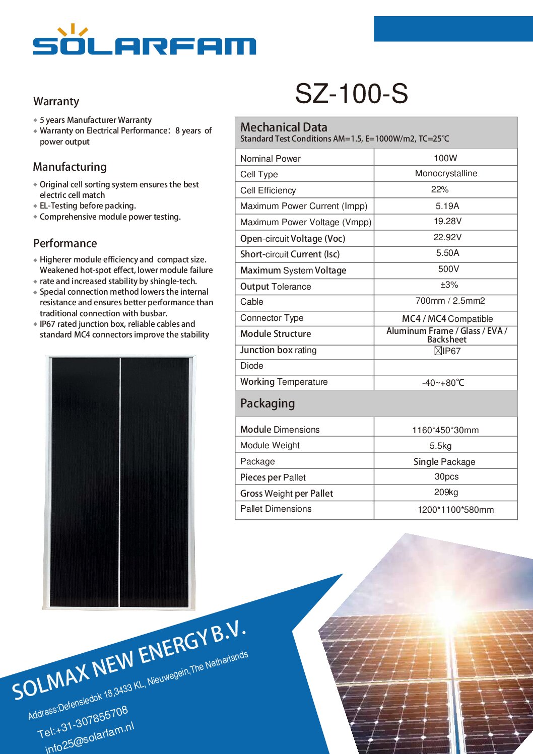 Panel Solar Shingled rígido Monocristalino 100W SolarFam - Imagen 5
